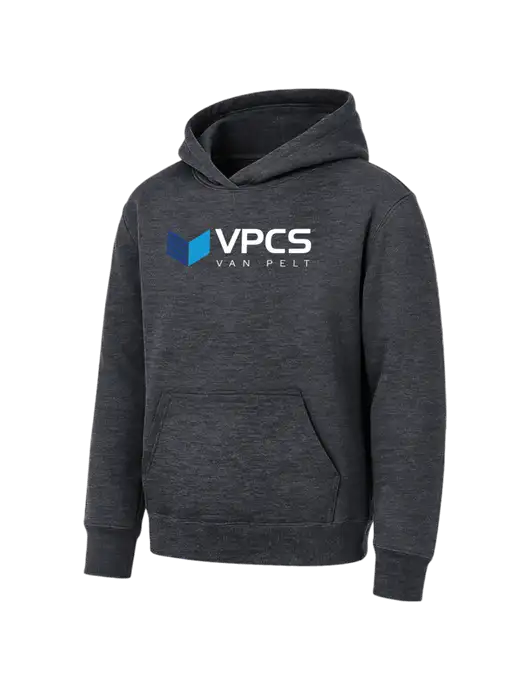 Youth Dark Heather Grey 7.8 oz Pullover Hooded Sweatshirt w/VPCS Logo