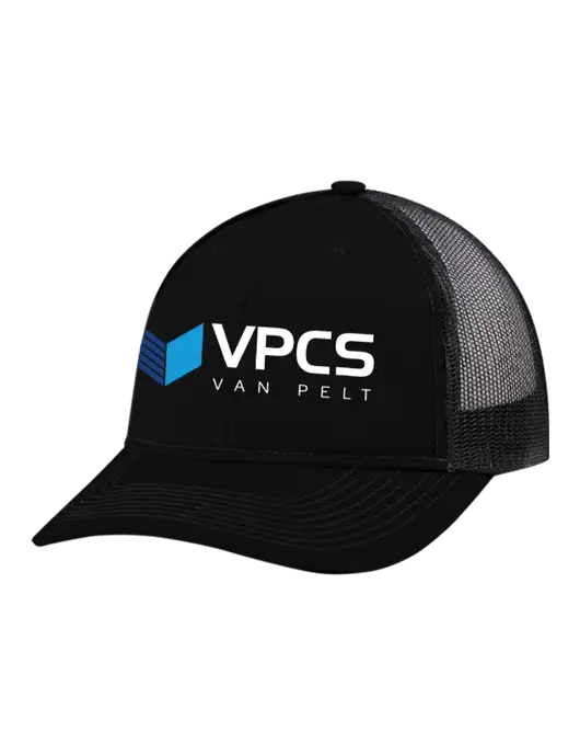 Snapback Ponytail Trucker Cap Black w/Black Mesh w/VPCS Logo