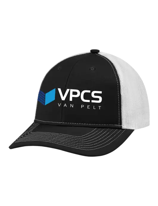 Snapback Ponytail Trucker Cap Black w/White Mesh w/VPCS Logo