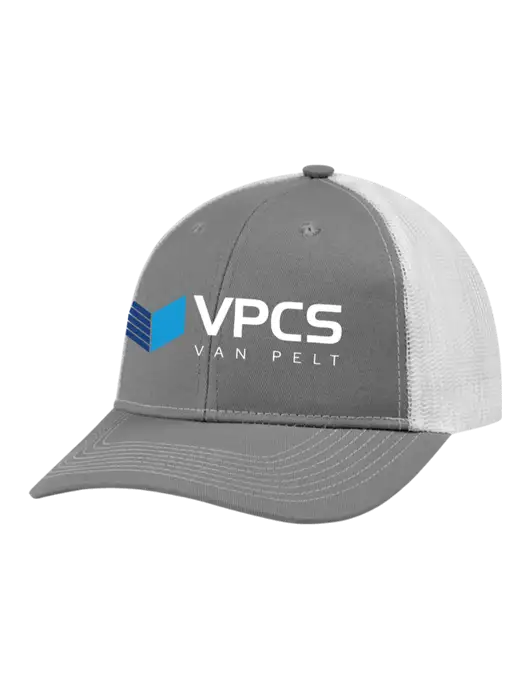 Snapback Ponytail Trucker Cap Light Medium Heather Grey w/White Mesh w/VPCS Logo