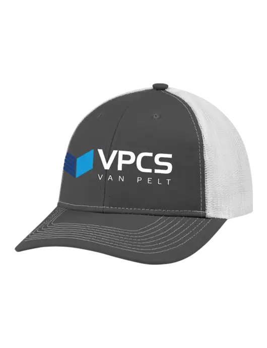 Snapback Ponytail Trucker Cap Dark Grey w/White Mesh w/VPCS Logo