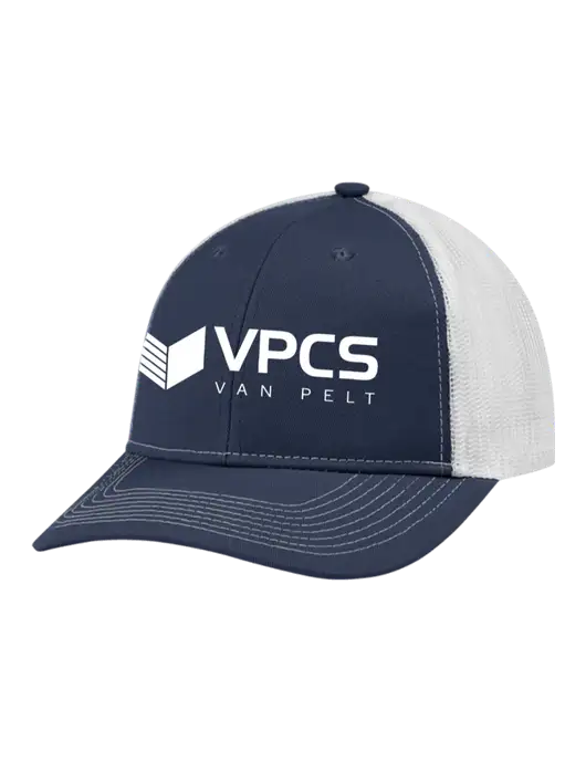 Snapback Ponytail Trucker Cap Navy w/White Mesh w/VPCS Logo