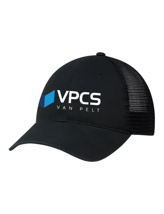Richardson 111 Garment Washed Trucker Cap Black w/Black Mesh w/VPCS Logo