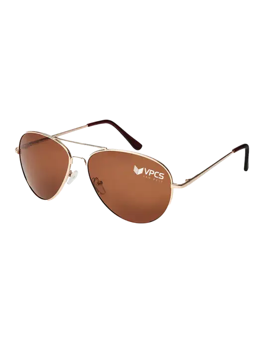 Aviator Coffee Brown with Gold Sunglasses  w/VPCS Logo