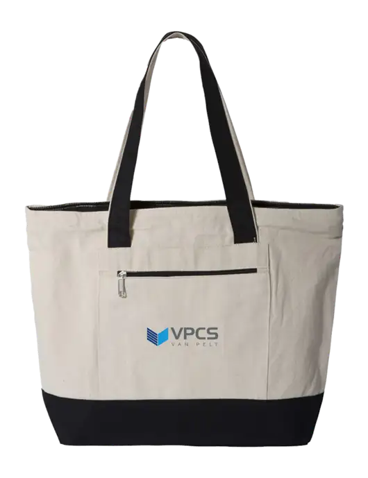 Natural/Black Zippered Tote  w/VPCS Logo