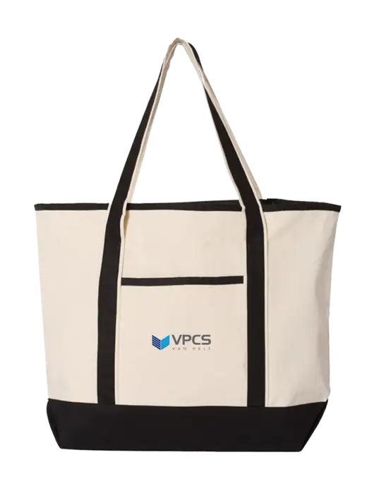 Natural/Black Large Canvas Deluxe Tote w/VPCS Logo